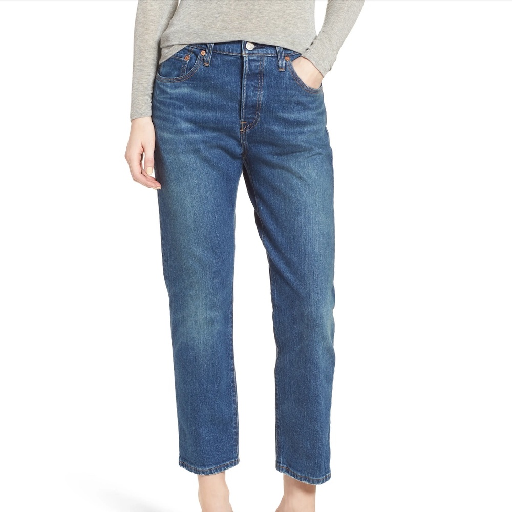 NWT Levi's Premium 501 Original Cropped Women's Jeans 32x26 Medium Dark Sz 14
